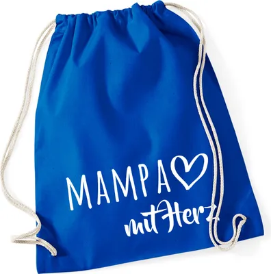 Produktbild von Huuraa Turnbeutel MAMPA mit Herz 12 Liter Bright Royal Baumwolle Rucksack Geschenkidee