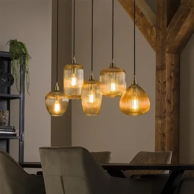 Produktbild von Hoyz - Hängelampe 5L Stripe Glass Mix - Bernsteinglas