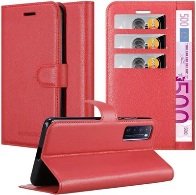 Immagine prodotto di Cadorabo cover per Huawei NOVA 7 5G cover protettiva in rosso custodia per cellulare cover chiusura magnetica