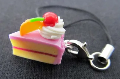 Produktbild von Tortenstück Kuchenstück Handyanhänger Miniblings Handyschmuck Erdbeere rosa