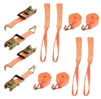 Produktbild von Zurrgurte Spanngurte - Ratschen Spanngurt Set - 4er Pack Heavy Duty - 2,9 m x 38 mm - 2 t Bruchlast - für Gepäck und Ladungssicherung