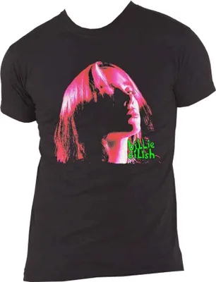 Produktbild von Billie Eilish - T-Shirt Neon für Herren/Damen Uni RO3086 (XL) (Schwarz/Pink)