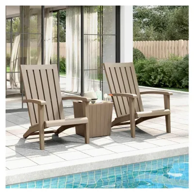 Produktbild von Adirondack-Gartenstühle 2 Stück. Hellbraun Polypropylen Stapelbare Hochlehner Gartenstühle