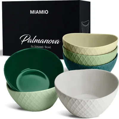 Produktbild von MIAMIO - 6er Schüssel Set Palmanova Kollektion (6 x 800 ml) Jungle aus Keramik