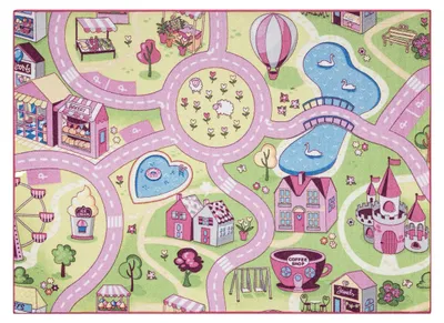 Image de TAPIS REBEL ROADS Sweet town 26 Bonbons, antidérapant pour enfants - rose / vert multicolore 95x133 cm