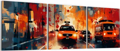 Produktbild von DEQORI Glasbild Echtglas 3x50x50 cm 'Metropolenrausch' Wandbilder XXL groß