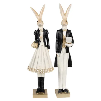 Produktbild von Clayre & Eef Figur Kaninchen 32 cm Beige Schwarz Polyresin