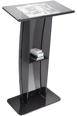 Productafbeelding van VEVOR Staand bureau met presentatiepulpit, 685 x 330 x 1198 mm, podiumstandaard met groot leeshoek en opbergrek, staand bureau voor kerk, kantoor, school, zwart podium, draagvermogen 30 kg