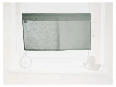 Produktbild von Leinen Scheibengardine ca. 45x85 cm Bistrogardine 100% Leinen im Landhausstil mit Tunnelzug