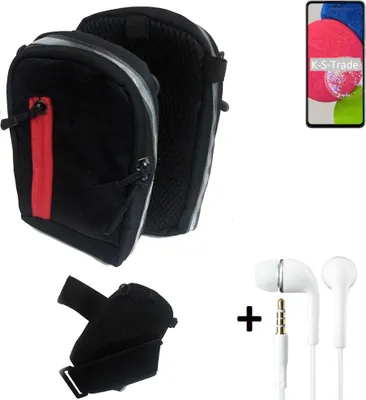 Produktbild von K-S-Trade Outdoor Gürteltasche Holster Umhängetasche + Kopfhörer kompatibel mit Samsung Galaxy A52s 5G schwarz Handy Tasche Case travelbag