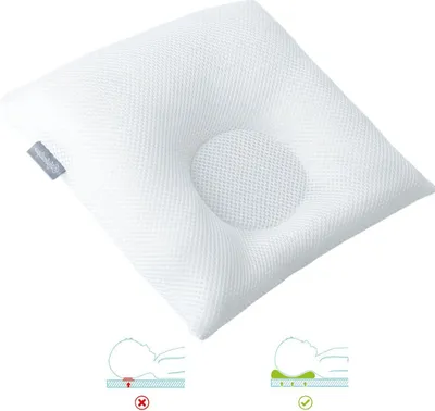 Produktbild von Orthopädisches Babykissen inkl. Bezug gegen Verformung & Plattkopf 1-8 Monate weiß