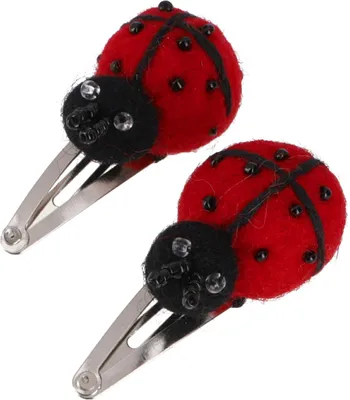 Produktbild von Filz Haarspange, 1 Paar Filzhaarspangen - Marienkäfer, Rot, Haarspangen, Haarschmuck