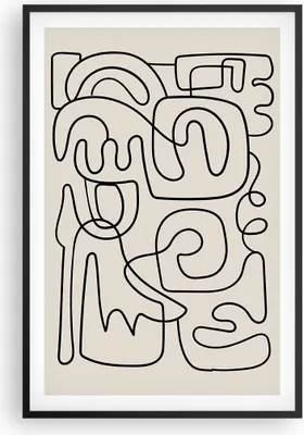 Produktbild von Gerahmtes Poster - Schwarzer Rahmen - Linien Figuren Formen - 61x91,5 cm - Wand Bild - Wanddeko - Wandbilder - Kunstposter - Wandposter - Bilderrahmen - Bilder - Kunstdruck - P2BPA61x91-5121