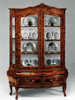Immagine prodotto di Credenza in legno massiccio con 2 cassetti e ante in vetro Sala da pranzo Credenza Soggiorno