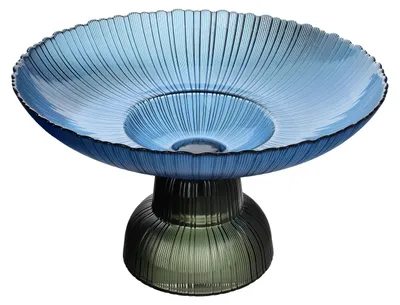 Productafbeelding van Serveerschaal van glas, merk Mondex, type Daz, blauw, afmetingen 31x18 cm, 1 stuk