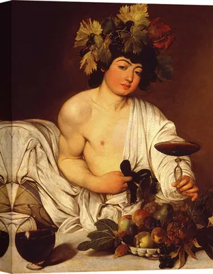 Zdjęcie produktu dla Wydruk na płótnie - Caravaggio, Młodzieńczy Bachus - 70x50 cm