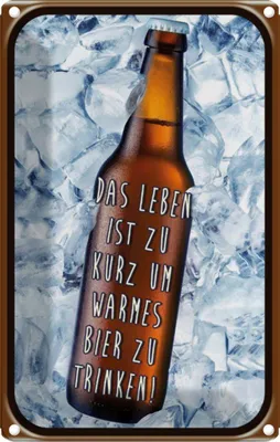Produktbild von vianmo Blechschild 18x12 cm Leben ist zurz um warmes Bier Essen Trinken