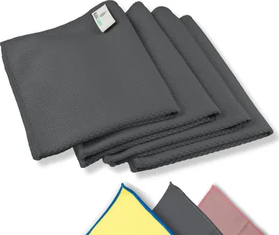 Produktbild von ELEXACLEAN Fenstertücher streifenfrei, Mikrofaser Fensterputztücher (4 Stück, 40x30 cm, anthrazit) Premium Putztücher, ideal für Glas Bad Auto