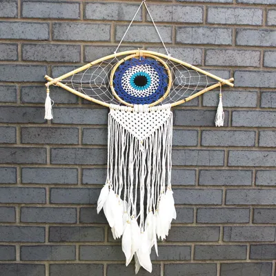 Imagen del producto de Atrapasueños - Lrg Macramé Mal de Ojo Azul / Blanco /