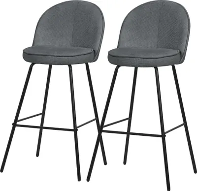 Immagine prodotto di ML-Design set di 2 sgabelli da bar in tessuto antracite Altezza 75 cm Sgabelli da bar imbottiti con struttura in metallo Schienale e poggiapiedi Sgabelli da cucina Sgabelli da bistrot