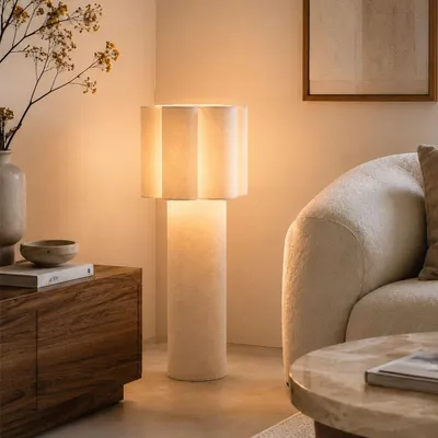 Produktbild von Milton & Oldbrook Stehlampe Viseu Weiß Bouclé