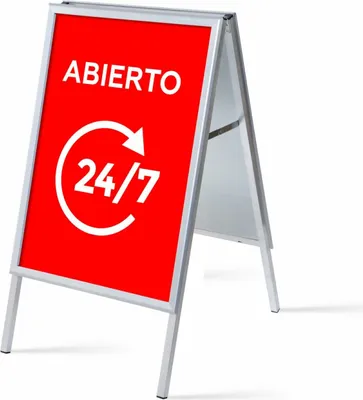 Produktbild von Showdown Kundenstopper - DIN A1 - Komplett-Set -  Abierto 24/7 Spanisch - Rot/Schwarz
