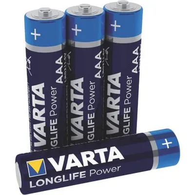 Produktbild von Varta Batterien AAA, 4 Stück, Longlife Power, Alkaline, 1,5V, ideal für Spielzeug, Funkmaus, Taschenlampen, Germany, Einwegbatterie, AAA, Alkali, 1,5 V, 4 Stück(e), Blau, Silber
