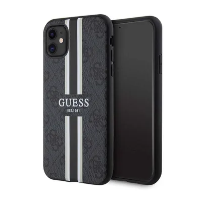 Produktbild von Guess 4G bedruckte Streifen MagSafe GUHMN61P4RPSK iPhone 11 / Xr Hülle  Schwarz Handyhülle