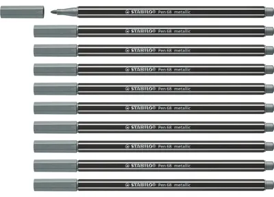 Obrázok produktu pre STABILO Pen 68 metallic, Stredná, 1 farba/farieb, Strieborná, Guličkové zakončenie, 1,4 mm, Čierna, Strieborná