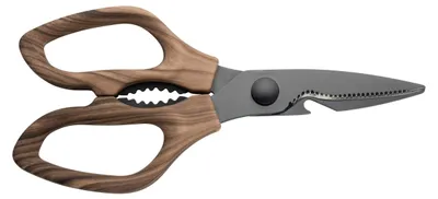 Küchenschere aus Edelstahl, schwarze Oxidbeschichtung, Holzgriff, 20 cm