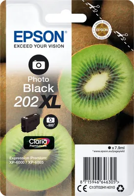 Image de Epson Kiwi 202XL cartouche d'encre 1 pièce(s) Original Rendement élevé (XL) Photo noire