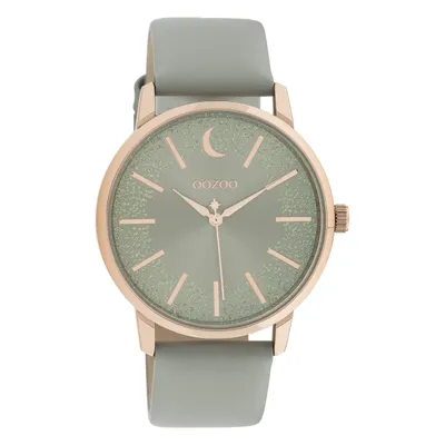 Produktbild von Oozoo Armbanduhr grau Leder Timepieces Damen Analog-Quarzuhr UOC11040