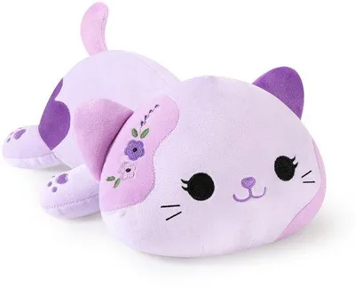 Obrázek produktu pro Roztomilá plyšová kočka Kawaii, plyšová hračka, kočičí hračka, dárek pro dospělé a děti od 3 let, fialová, 23 cm