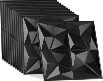 Produktbild von TolleTour 12pcs 3D Paneele Wandpaneele Polyvinylchlorid PVC – Verkleidung für Wand & Decke – 30x30 cm (0,9 m²) – Leicht, Flexibel & Einfach zu Montieren - Schwarz