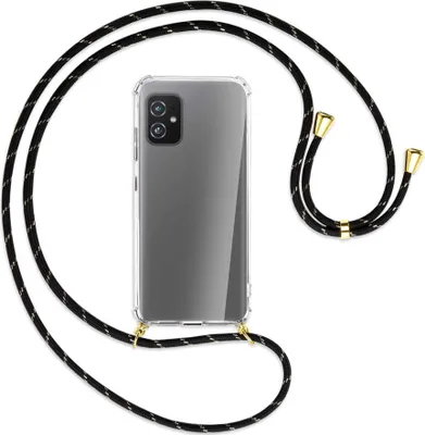 Produktbild von Handykette Backcover-Schutzhülle mit Band (Metall goldfarben) für Asus Zenfone 8 - schwarz/gold