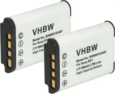Produktbild von vhbw 2x Akku Ersatz für Sony NP-BX1 für Kamera (1000 mAh, 3,6 V, Li-Ion)
