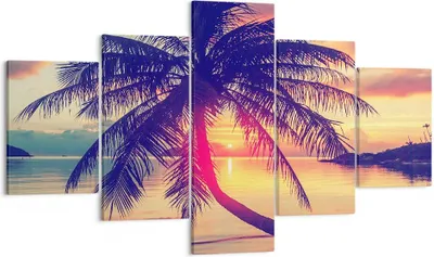 Produktbild von Bild auf Leinwand - Leinwandbild - Meer Strand Palme - 125x70cm - Wand Bild - Wanddeko - Wandbilder - Leinwanddruck - Bilder - Kunstdruck - Wanddekoration - Leinwand bilder - Wandkunst - EA125x70-3925