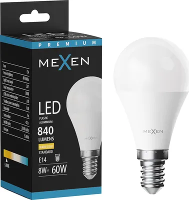 Zdjęcie produktu dla Mexen Nova żarówka LED E14, G45, 8W, Ciepła - 3000K, 840 lm - L101-E14-0830-01