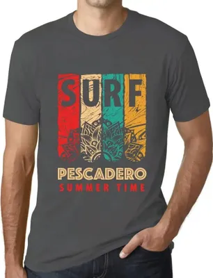 Produktbild von Herren Grafik T-Shirt Sommerliches Surfen in Pescadero – Summer Time Surf In Pescadero – Öko-Verantwortlich Vintage Jahrgang Kurzarm Lustige Druck