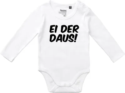 Produktbild von Huuraa Baby Body Ei der Daus Schriftzug 80 White  Baumwolle Fairtrade Langarmbody Geschenkidee