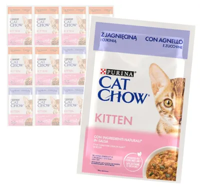 Zdjęcie produktu dla Purina Cat Chow Kitten 12x85g Mokra Karma Dla Kociąt z Jagnięciną w Sosie i Indykiem w Galaretce