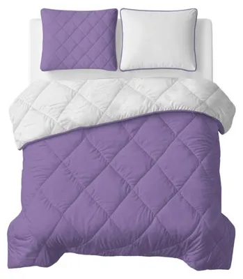 Immagine prodotto di Sleeptime, coperta per letto "Lazy", colore beige-lavanda, dimensioni 240 x 200 cm, con federe