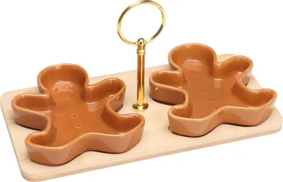 Produktbild von ZIMORA Lebkuchen-Snackschalen auf Bambusbrett, 3 Stück