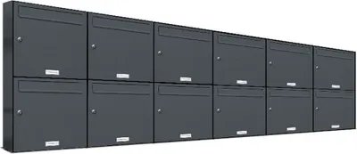 Produktbild von 12er Briefkasten Anthrazit Anlage 12 Fach Wandbriefkasten Postkasten
