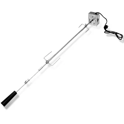 Obrázek produktu pro Jiubiaz Grilovací špíz 117cm 230V nerezová ocel včetně 2 svorek na maso Elektrický rožeň, otočný rožeň, otočný špíz
