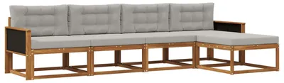 Produktbild von vidaXL Outdoor-Sofagarnitur mit Kissen 5 pcs Natur und Hellgrau