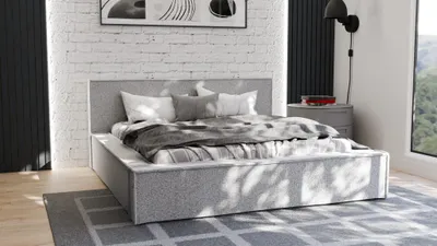 Produktbild von Polsterbett Doppelbett Bett ALDANA 200x200cm in Stoff Puente Beige