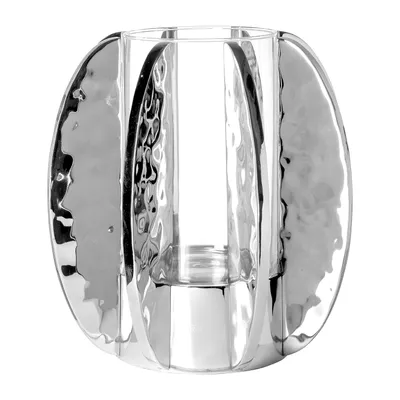 Produktbild von Fink GLAMOUR, Windlicht mit Glas, Edelstahl , vernickelt, Glas, glänzend, silberfarben, L. 31 cm, B. 31 cm, H. 31 cm, D. 31 cm 146337