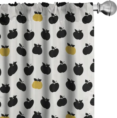 Produktbild von ABAKUHAUS Apfel Vorhänge, Gardinen, Repetitive Muster der einfachen Silhouette Früchte Food Art, 2 Stück 75 x 245 cm, Mehrfarbig