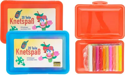 Produktbild von 20 Stangen Knete / Knetmasse 6x Neon & 14 Standard / Boxfarbe: rot